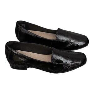 Clarks Juliet Lora Slip-on Black Patent Leather Loafers Shoes Women's Size 6